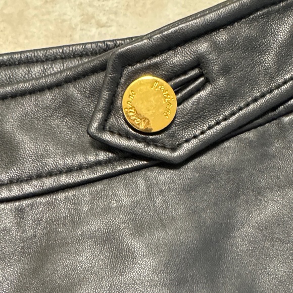 Marciano Black Leather Mini Skirt with Gold Buttons - Picture 3 of 5